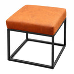Load image into Gallery viewer, Faux Leather Ottoman Stool Orange