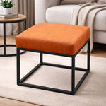 Load image into Gallery viewer, Faux Leather Ottoman Stool Orange