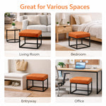 Load image into Gallery viewer, Faux Leather Ottoman Stool Orange