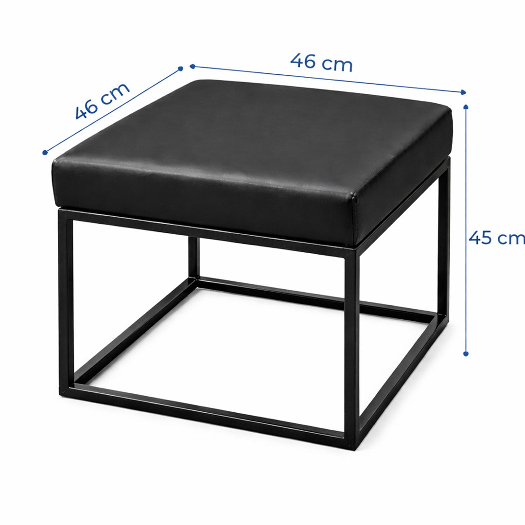 Faux Leather Ottoman Stool Black