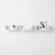 U-Shaped Floating Wall Shelves Set of 3 White