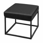 Load image into Gallery viewer, Faux Leather Ottoman Stool Black