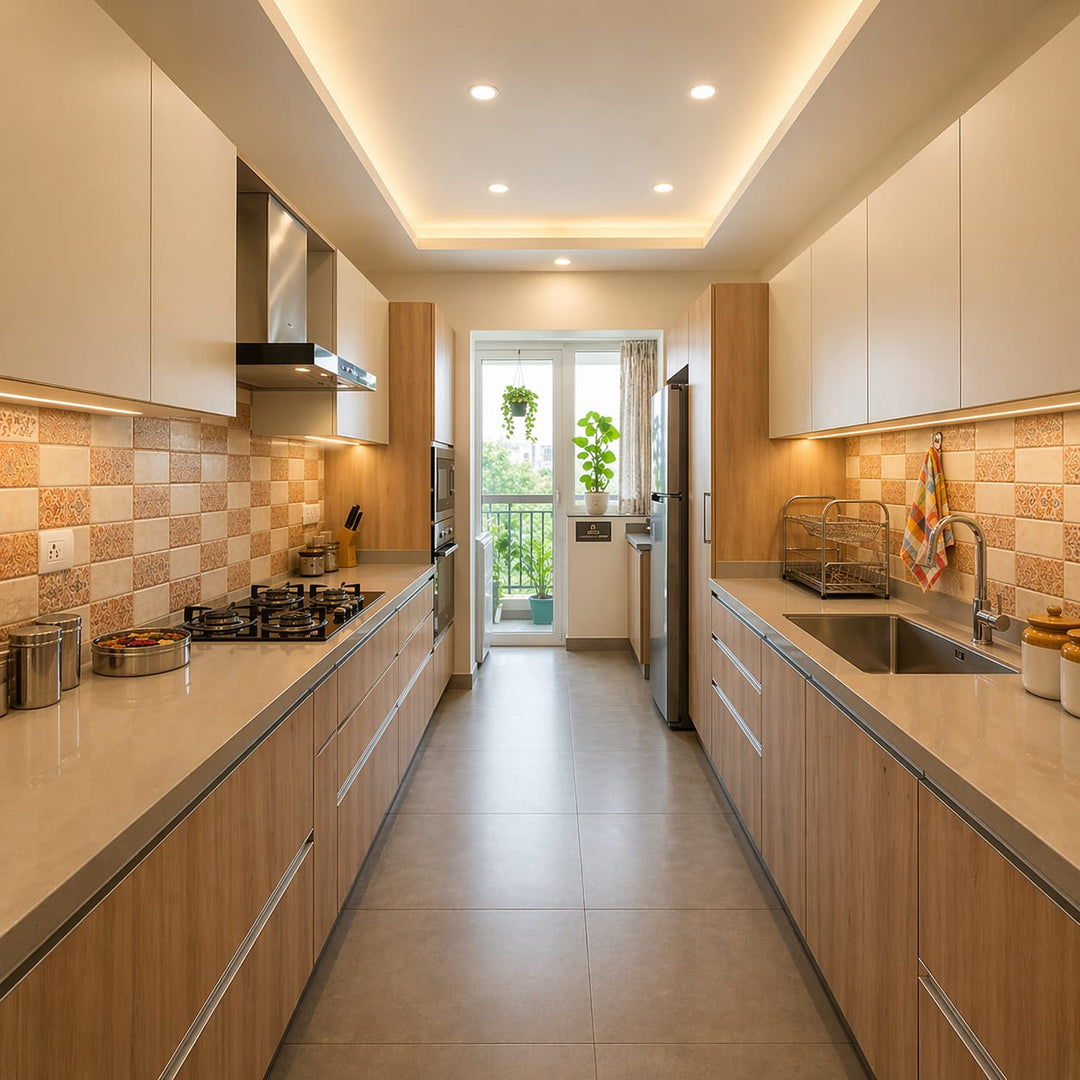 White Modular Kitchen with Island