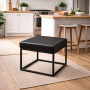 Faux Leather Ottoman Stool Black
