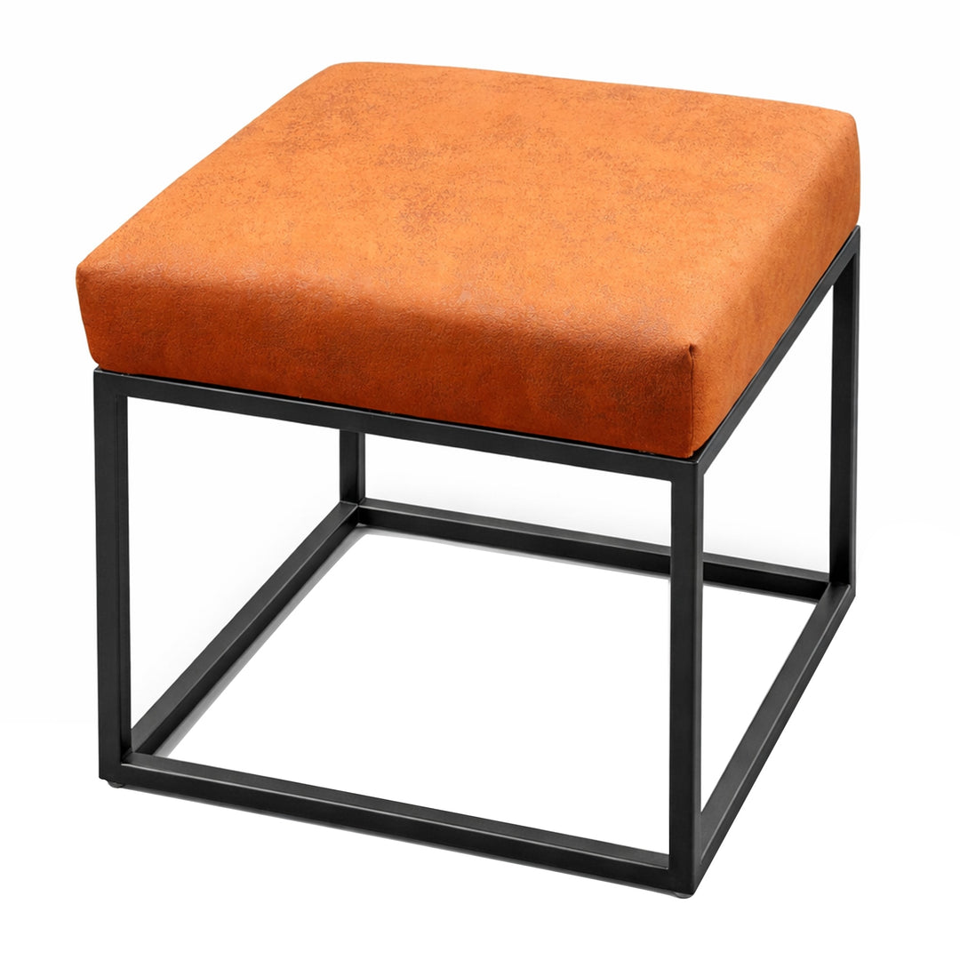 Faux Leather Ottoman Stool Orange