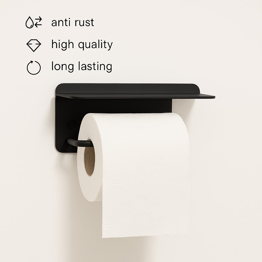 Steel Wall-Mounted Toilet Paper Holder – Black