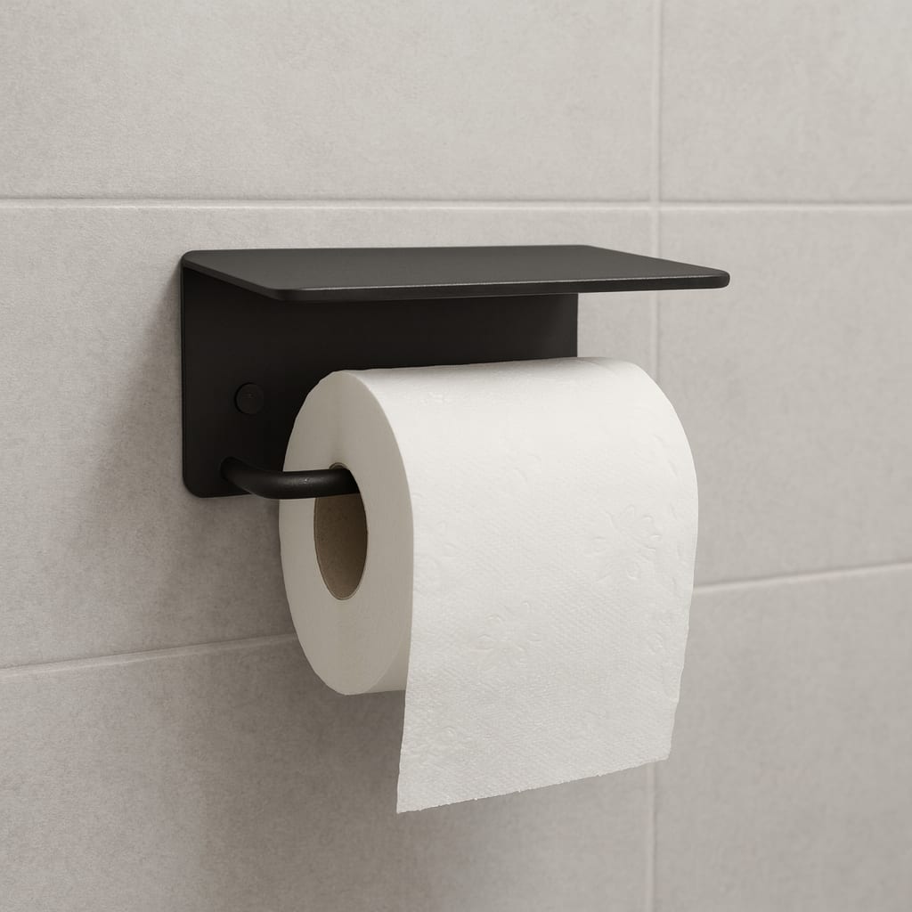 Steel Wall-Mounted Toilet Paper Holder – Black