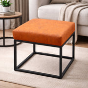 Faux Leather Ottoman Stool Orange